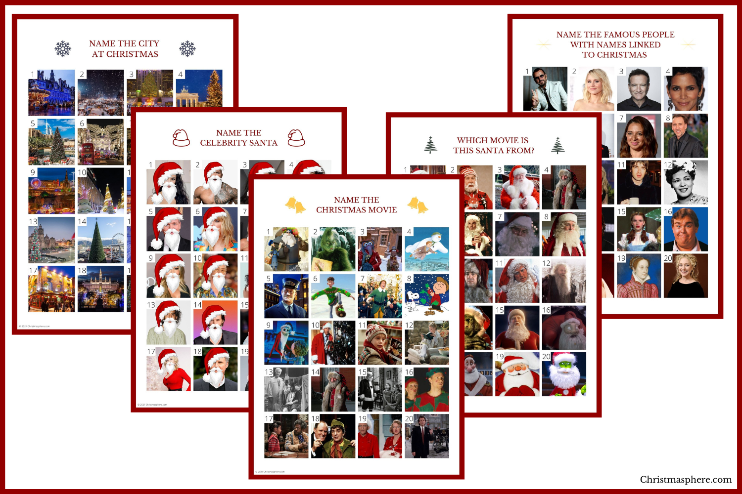 best christmas picture quiz: 5 picture rounds with 100 images
